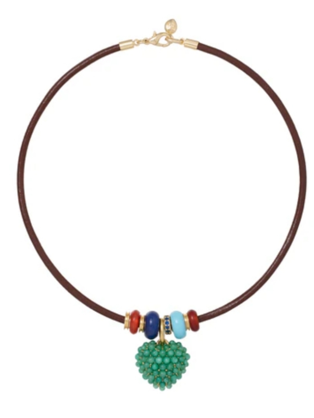 Roxanne Assoulin The Leather Stone Slider Necklace With The Encrusted Heart Char